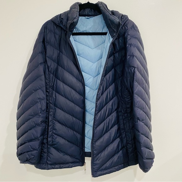 London Fog Jackets & Coats London Fog Puffer Jacket Xl Womens Navy Blue Hooded Packable Down